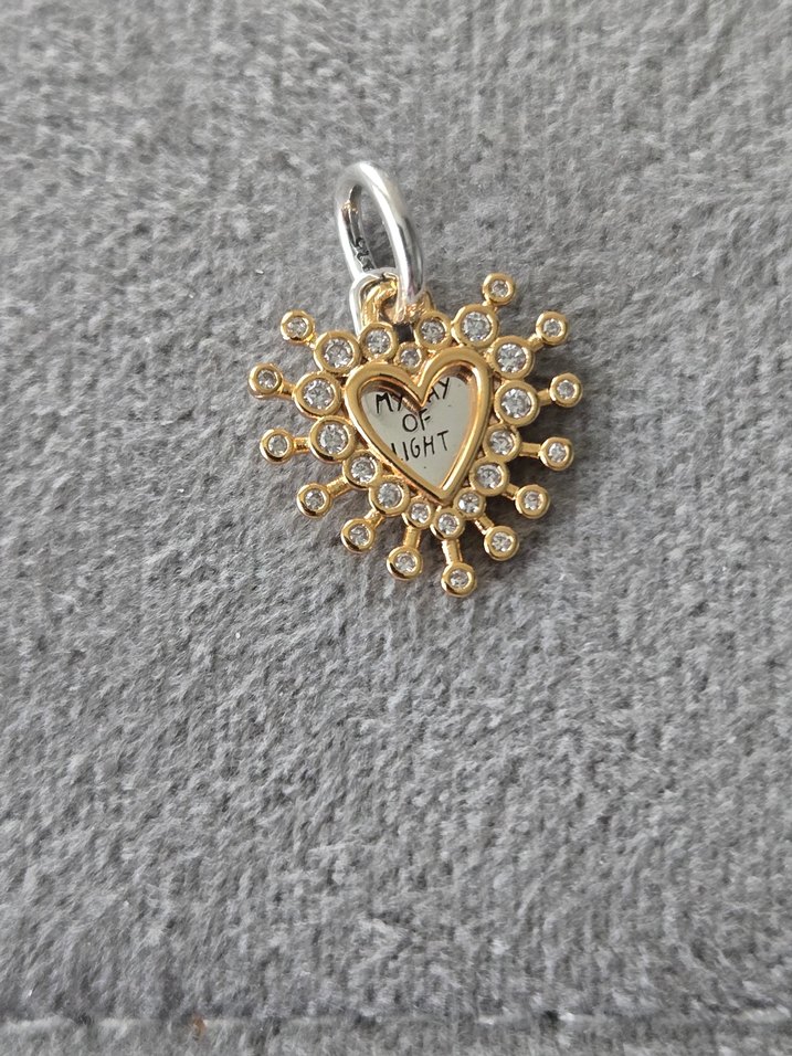 parıltılı kalp çift sallantılı charm - Görsel 3