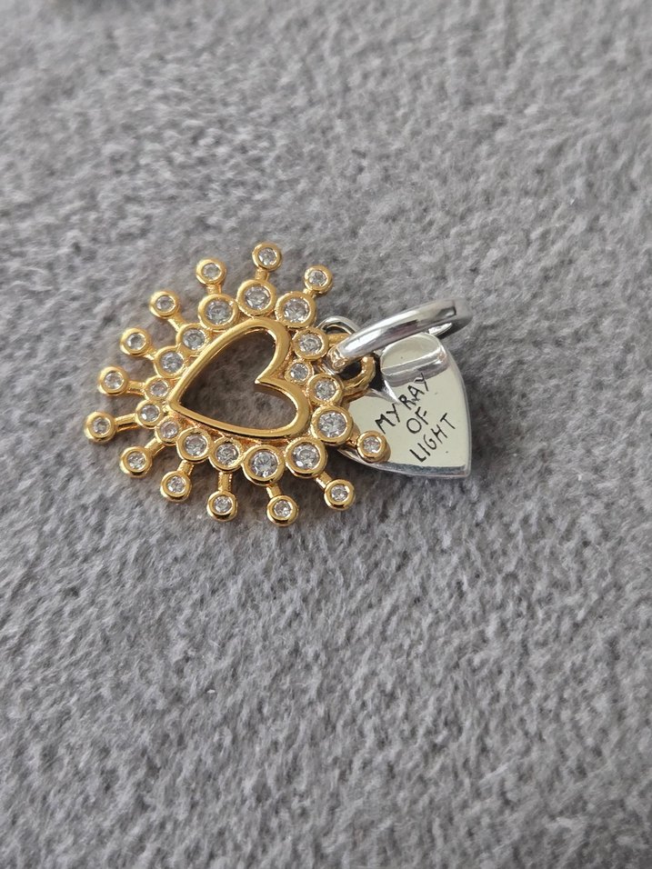 parıltılı kalp çift sallantılı charm - Görsel 4