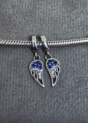 Mavi ışıltılı melek kanatları charm - Görsel 2