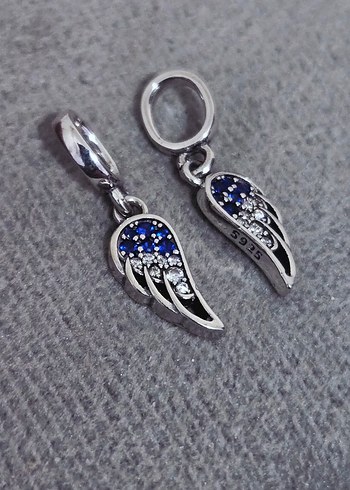 Mavi ışıltılı melek kanatları charm - Görsel 6