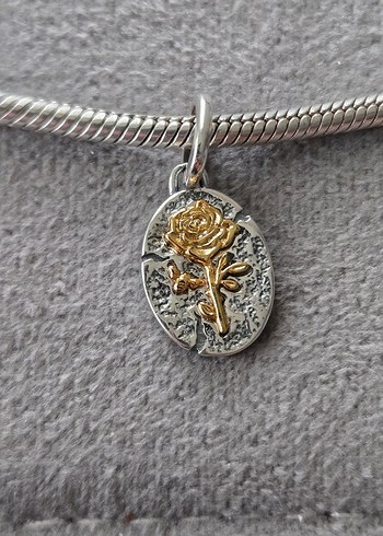 gül madalyon gümüş charm - Görsel 2