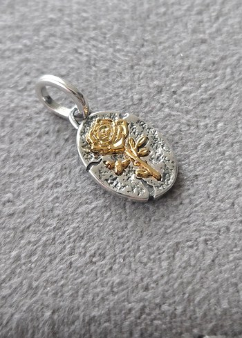 gül madalyon gümüş charm - Görsel 4
