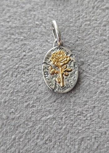 gül madalyon gümüş charm - Görsel 3