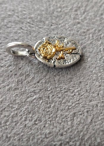 gül madalyon gümüş charm - Görsel 6