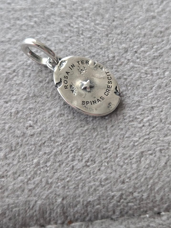 gül madalyon gümüş charm - Görsel 5