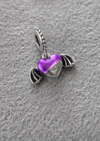 yarasa kalp gümüş charm - Görsel 3