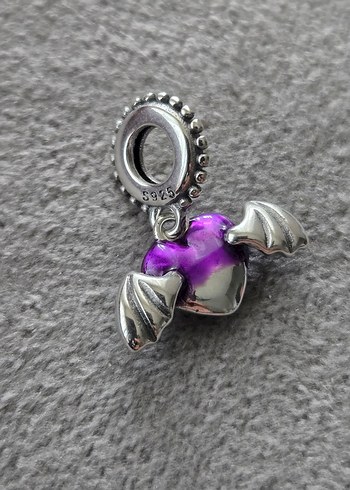 yarasa kalp gümüş charm - Görsel 4