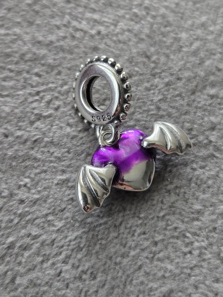 yarasa kalp gümüş charm - Görsel 4