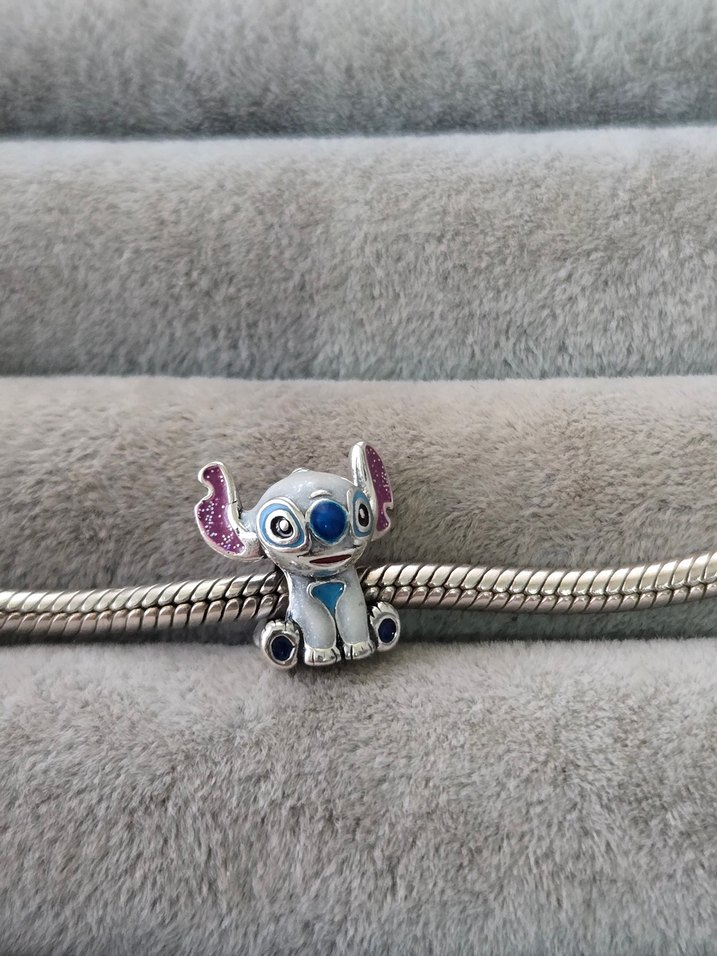 ışıltılı stitch gümüş charm - Görsel 2