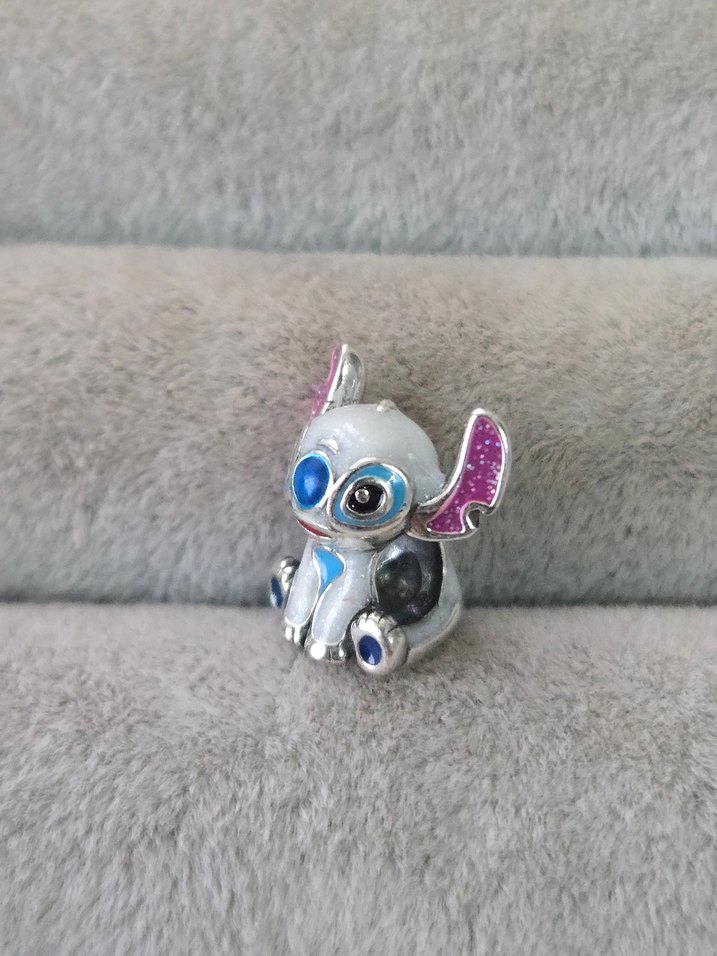 ışıltılı stitch gümüş charm - Görsel 3