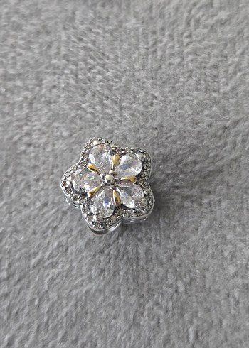 two tone ışıltılı çiçek charm - Görsel 3