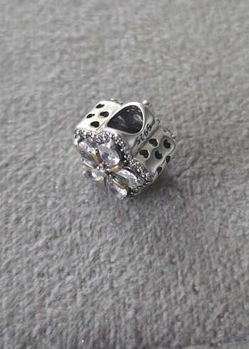 two tone ışıltılı çiçek charm - Görsel 5