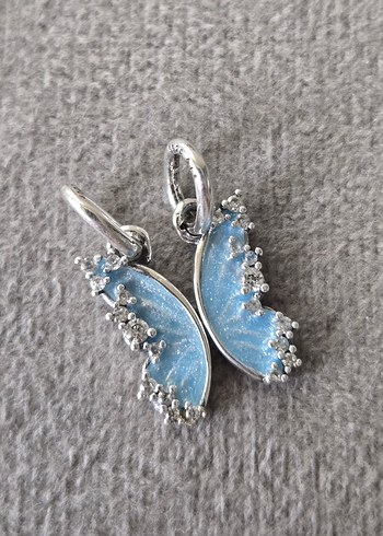 ışıltılı mavi kelebek kanatları charm - Görsel 3