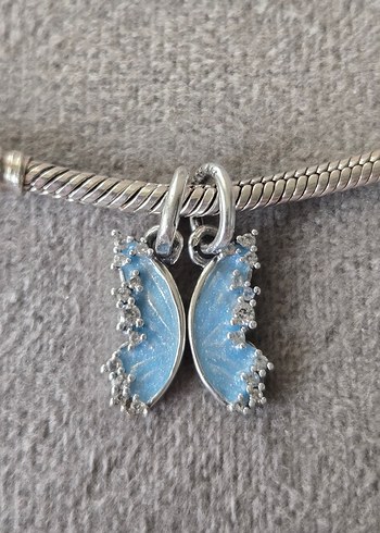 ışıltılı mavi kelebek kanatları charm - Görsel 2