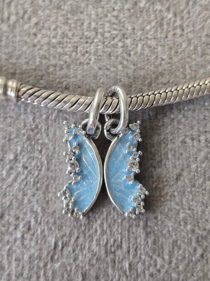 ışıltılı mavi kelebek kanatları charm - Görsel 2