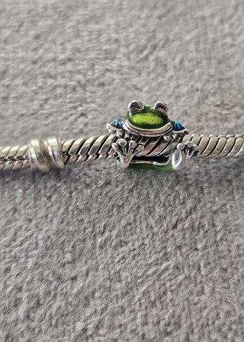 sarılan kurbağa gümüş charm - Görsel 2