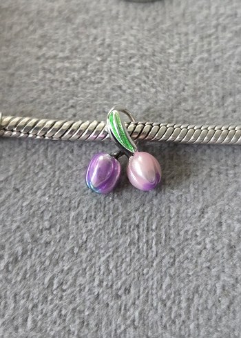 renkli tomurcuk laleler gümüş charm - Görsel 2