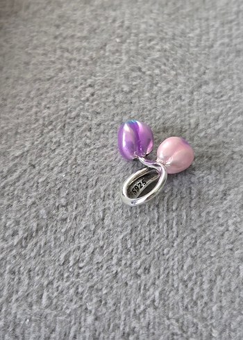 renkli tomurcuk laleler gümüş charm - Görsel 5