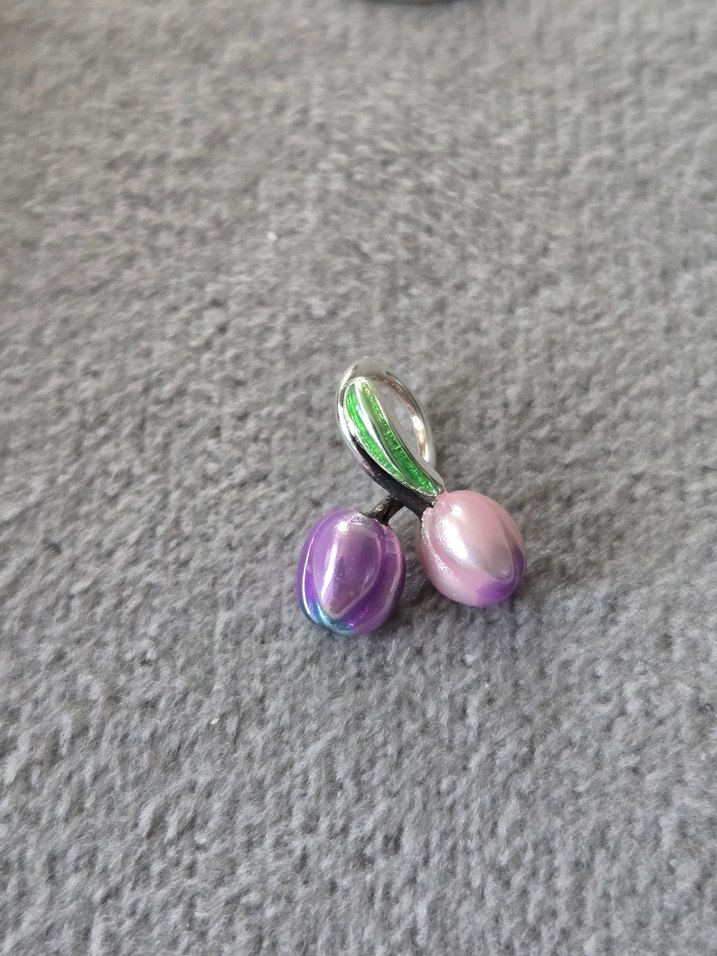 renkli tomurcuk laleler gümüş charm - Görsel 3