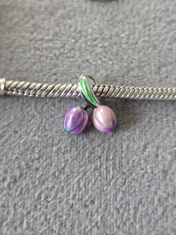 renkli tomurcuk laleler gümüş charm - Görsel 2