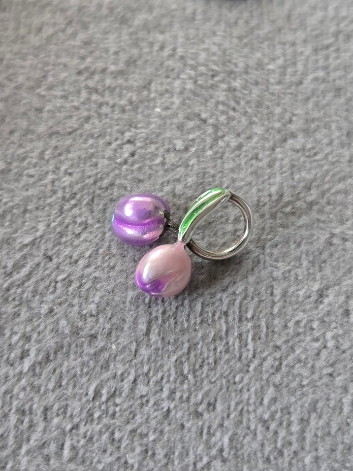 renkli tomurcuk laleler gümüş charm - Görsel 4