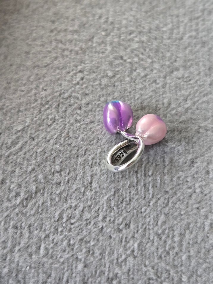 renkli tomurcuk laleler gümüş charm - Görsel 5