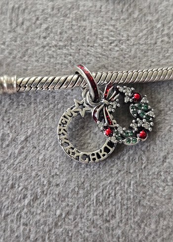 yeni yıl süsü gümüş charm - Görsel 3