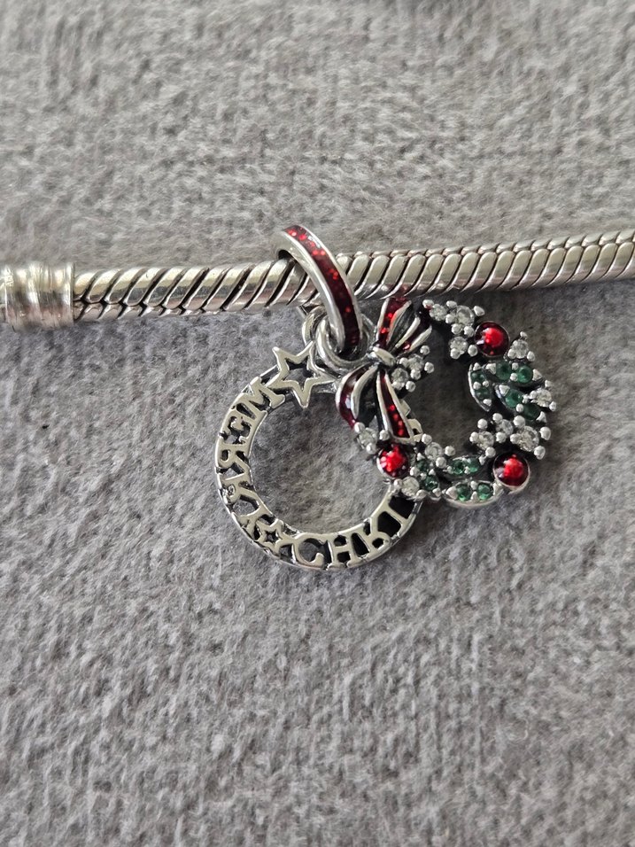 yeni yıl süsü gümüş charm - Görsel 3