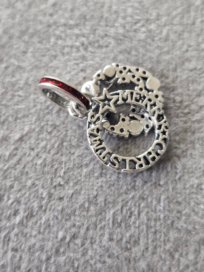 yeni yıl süsü gümüş charm - Görsel 5