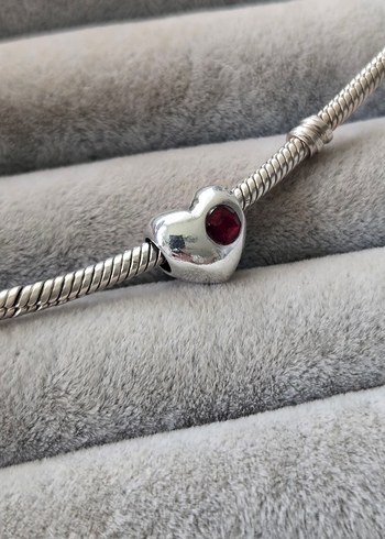Kırmızı Taşlı kalp charm - Görsel 2