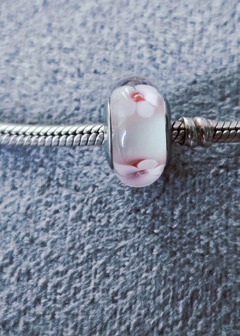 Pink çiçekler murano gümüş charm - Görsel 3