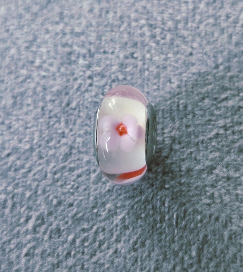 Pink çiçekler murano gümüş charm - Görsel 4