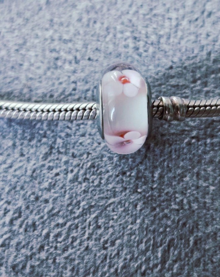 Pink çiçekler murano gümüş charm - Görsel 3