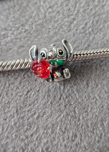 stich ve gül gümüş charm - Görsel 2