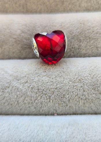 Beden Pandora kırmızı kristal kalp love charm