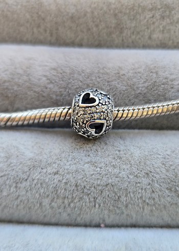 Pandora Pandora kafes işi pave kalpler gümüş charm