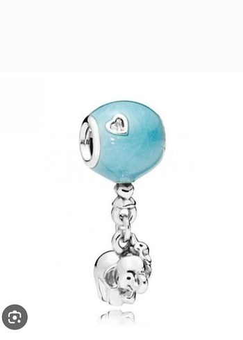 Pandora mavi sedefli balon şanslı fil charm