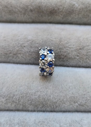 Beden Pandora mavi şeffaf pave klips charm