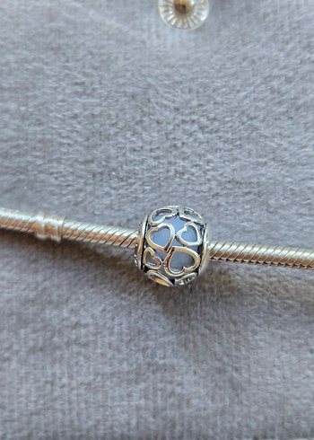 Pandora kafesli opal kalpler charm - Görsel 2