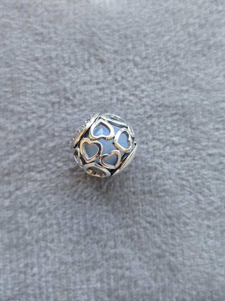 Pandora kafesli opal kalpler charm - Görsel 3