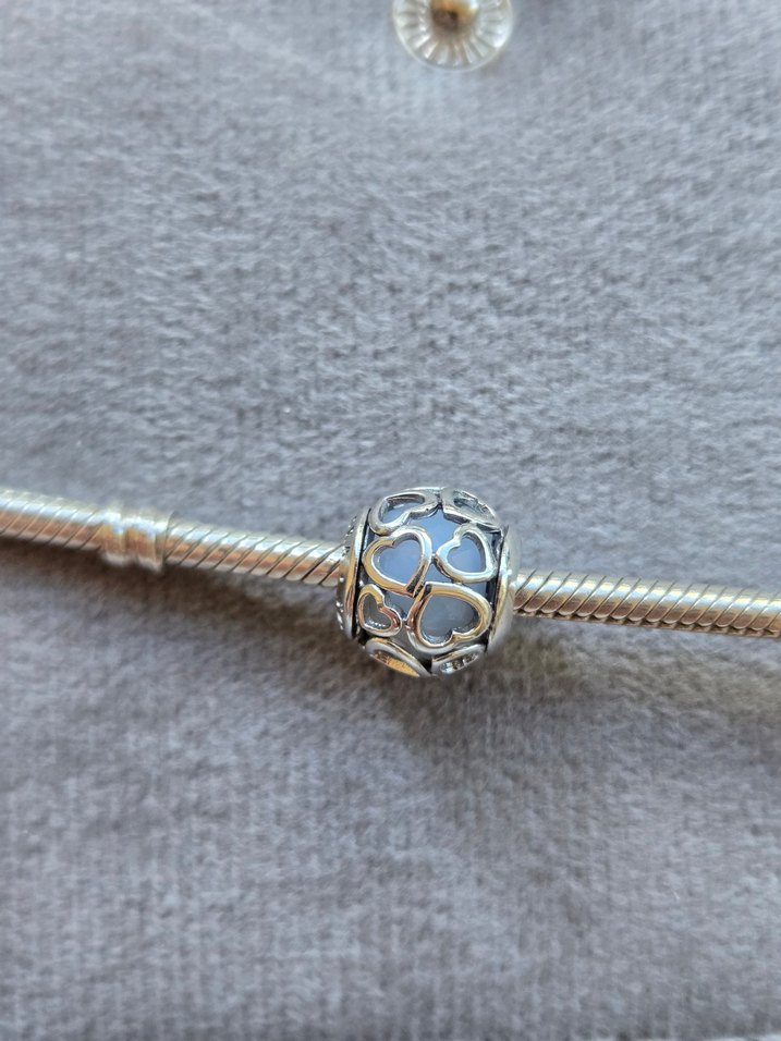 Pandora kafesli opal kalpler charm - Görsel 2