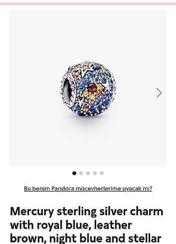 Pandora Merkür kraliyet mavisi charm