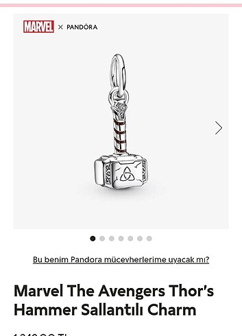 Pandora Marvel Thor'un çekici sallantılı charm 