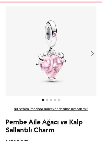 Pandora pembe kalp ve aile ağacı sallantılı charm 