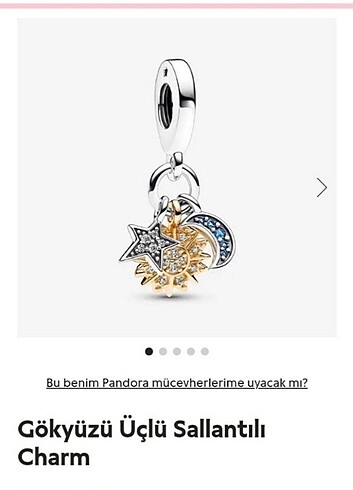 Pandora gökyüzü üç sallantılı charm 