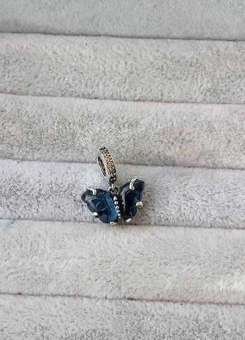  Beden Pandora mavi murano cami kelebek charm 