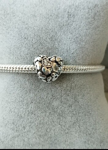 Pandora kafes işi ışıltılı kalp charm - Görsel 2