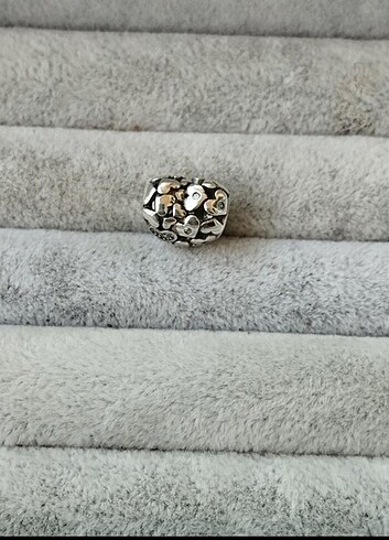 Pandora kafes işi ışıltılı kalp charm - Görsel 5