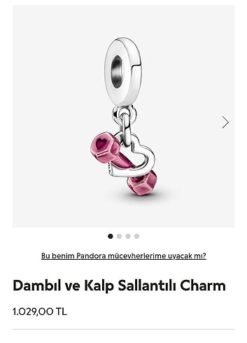 Pandora dambıl ve kalp charm