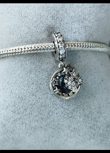 Pandora Pandora mavi gece gökyüzü hilal ve yıldızlar charm